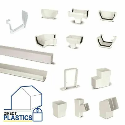 PVC Square White Gutter Guttering | Brackets | Union | Clips | Downpipe | UPVC • £2