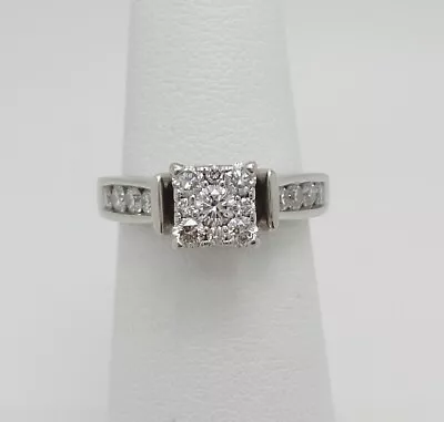 3/4CT Diamond Halo Solitaire Engagement Wedding Ring Bridal 14K White Gold  • $449.99