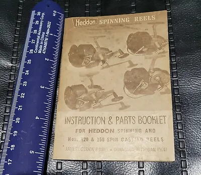 Vintage Heddon 120 & 150 Spinning Fishing Reel Instructions And Parts Booklet • $9.99