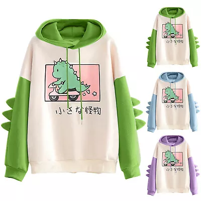 Womens Kawaii Harajuku Dinosaur Print Hoodies Sweatshirts Pullover Tops Blouse • $37.39