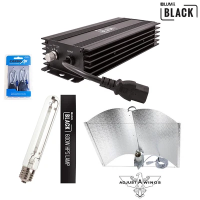 £119.85 • Buy LUMii BLACK 600w Digital Ballast Grow Light Kit ADJUST A WING Reflector HPS Lamp