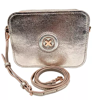 Mimco Daydream Crossbody Bag Small Metallic Rose Gold Leather Structured • $38.86