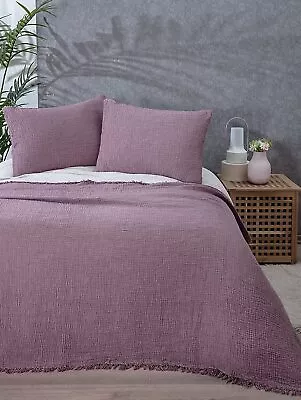 100% Cotton Muslin Throw Blanket 4 Layers Bedspread Muslin Bed Cover  Purple • $40