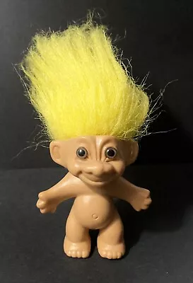 Vintage Russ 3.5” Troll Doll With Yellow Hair And Brown Eyes • $5.99