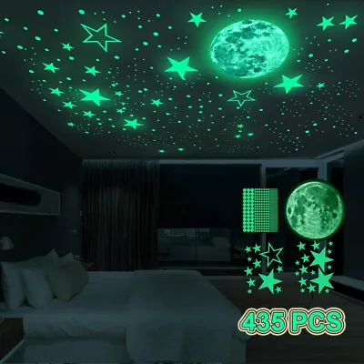 435Pcs Glow In The Dark Luminous Stars Moon Planet Space Kid Wall Stickers Decal • $8.81