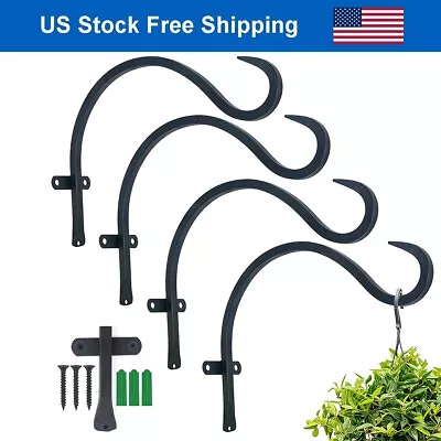 4 Pack Iron Art Plant Hangers Planter Wall Hooks Metal Lantern Bracket Coat Hook • $24.77