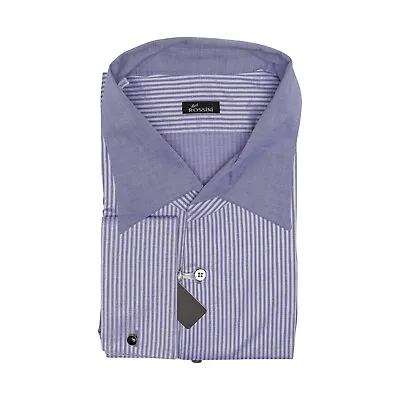 690$ GERLIN X AVI ROSSINI Shirt Violet Jacquard ALUMO Cotton   ZILLI • $199