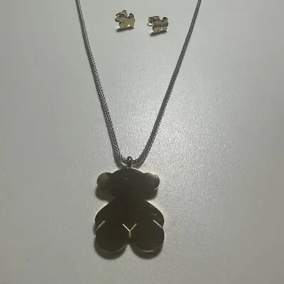 Beautiful Silver/Gold  Bear  Steel Necklace - Earrings Gold • $20.99