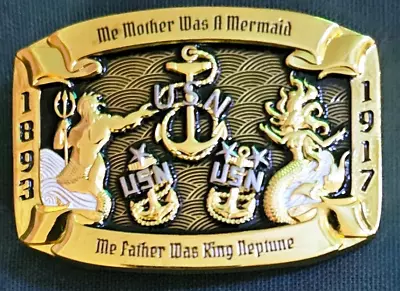 Awesome 3  Navy Chiefs Pride CPO Challenge Coin Belt Buckle Neptune Mermaid • $70.48