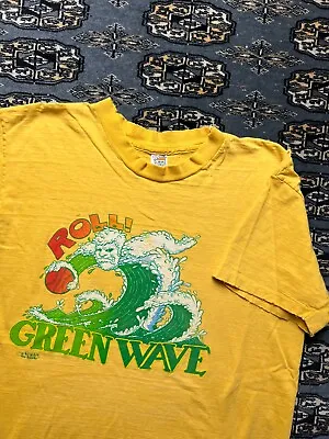 Vtg Seattle Supersonics Sonics 70s Roll Green Wave Graphic Shirt Hanes Beefy L • $99.99