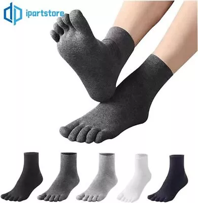 5Pack Crew Five Finger Toe Sport Athletic Work Solid Mesh Men Ankle Cotton Socks • $11.99