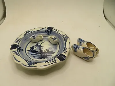 Delft Vintage Ashtray. & MINI SHOES    Hand Painted  In Holland    5 1/4 INCHES • $5.99