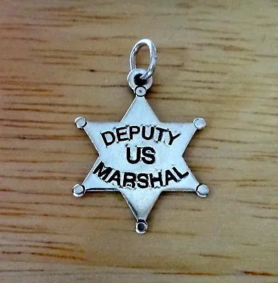 Sterling Silver 21x19mm Deputy US Marshal Star Badge Charm! • $32.02