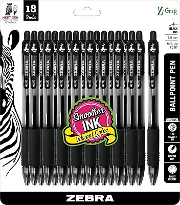 Z-Grip Retractable Ballpoint Pen Medium Point 1.0mm Black Ink 18-pack • $10.59