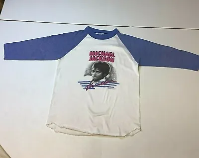 Vintage 1984 Michael Jackson Thriller YOUTH Medium T Shirt Tee 80s 3/4 Sleeves • $49.99