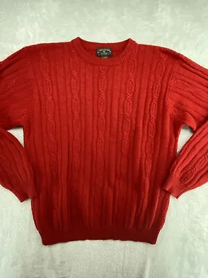 VINTAGE Charter Club Sweater Womens Medium Red Wool/Angora Blend Cable Knit • $17.99