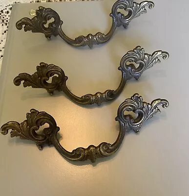 Lot Of 3 Vintage French Provincial Drawer Pulls Solid Brass.  Used • $7