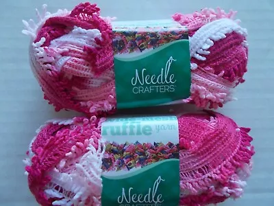 Needle Crafters Wide Mesh Ruffle Fringe Yarn Princess Lot Of 2 (1.75 Oz Ea) • $14.99