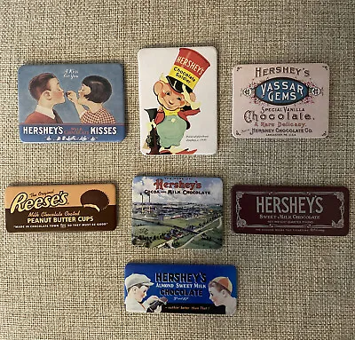 Lot Of 7 HERSHEY'S Chocolate Kiss Reese's Vassar Retro Vintage Fridge Magnets • $14