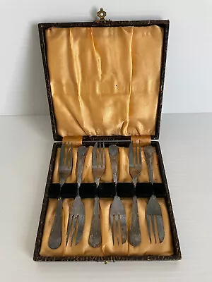 Vintage Old Fork Set Cake Sweet Desert Set Of 6 EPNS In Original Box • $26.95