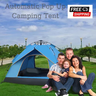 3-4 Person Automatic Instant Pop Up Camping Tent Waterproof Outdoor Hiking • $89.99