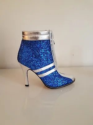 £159 • Buy Terry De Havilland Women's Leather Disco Boot Glitter Blue  RRP £495
