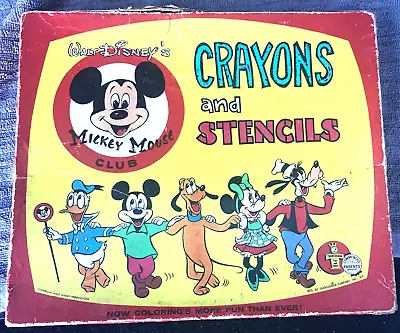 Rare Vintage Disney Mickey Mouse Club Crayons And Stencils - Amazing Condition • $44.95
