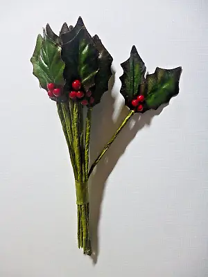 2 Holly Leaves And Berries 12 Stems Christmas Decoration Artificial • £3.25