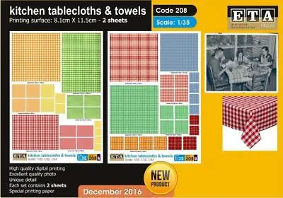 1/35 Scale Kitchen Tablecloths & Towels WWII & MODERN • £6.59