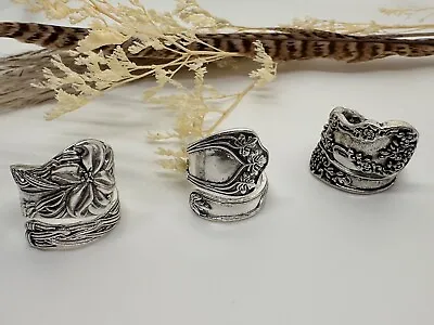 Lot Of 3 Silver Plated Spoon Rings Adjustable Brand New Free US Shipping • $22.97