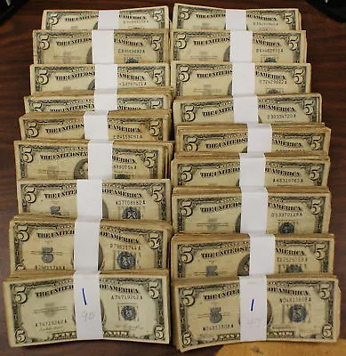 Lot Of 100 $5 Dollar Silver Certificates See Photos • $1495