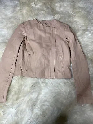 VEDA Women’s Leather Biker Jacket Color Peach Size M • $65