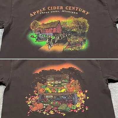 Vintage Apple Cider Century T Shirt M Men’s Cycling Three Oaks Michigan Autumn • $14.99