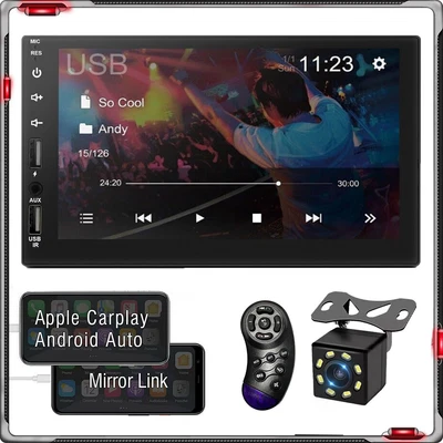 $39.58 • Buy 7  Double Din Car Stereo With Apple Carplay & Android Auto Play MP5 Radio+Camera