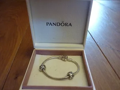 Pandora Moments Sterling Silver Snake Chain Bracelet With Floral Spacers • £15