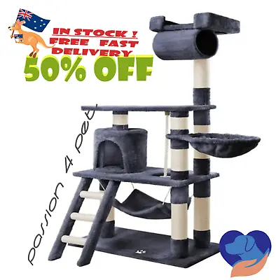 Cat Tree Tower Multiple Platforms Bed Strong Thick Scratch Poles Large Fun Bed • $141.50