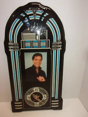 Elvis Presley Clock Lacquered Juke Box Clock Stopped Working. For Repair 22  T • $14.69