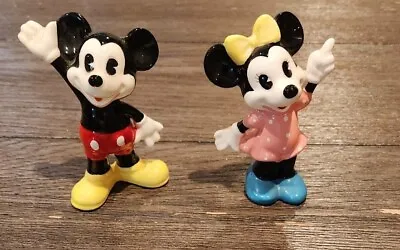 Rare Vintage Disney Mickey And Minnie Mouse Ceramic Figurine Set - Disney Japan • $19.99