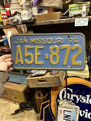 January 1976 Missouri License Plate A5E-872 • $20