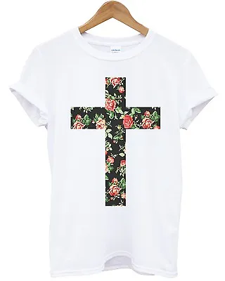 £13.95 • Buy Rose Cross T Shirt Floral Flower Christian Swag  Dope Indie Tumblr Summer Top