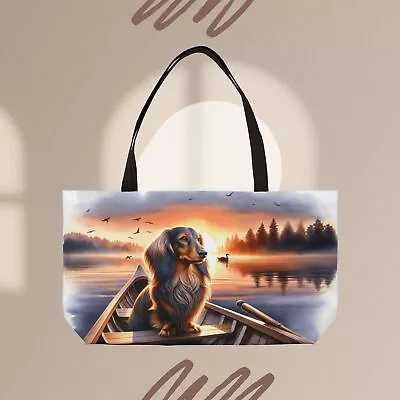 Sunrise Serenity Dachshund Weekender Tote Bag - Long Haired Miniature Doxie • $30.65