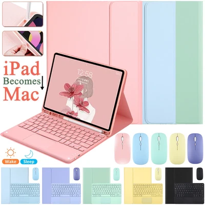 $54.99 • Buy Touchpad Keyboard Mouse With Smart Case Cover For IPad 6/7/8/9th Gen Air 4/5 Pro