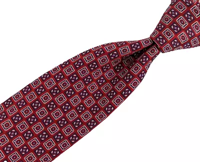 DANIEL CREMIEUX Seven 7 Fold Limited Edition Silk Tie Red Squares USA Made • $32.99