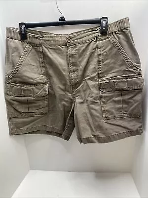 Savane Mens Cargo Shorts Size 42 Brown Utility Elastic Waist Flat Front • $20