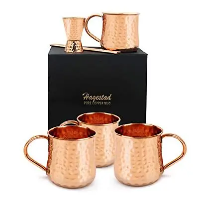 Moscow Mule Cups Set Of 4. Copper Mugs Made From Pure Hammered Copper. Mule Mug • $48.13