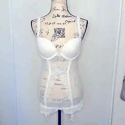 Victoria's Secret White Long Line Sheer Corset Lingerie Cup Size 36C • £114.74