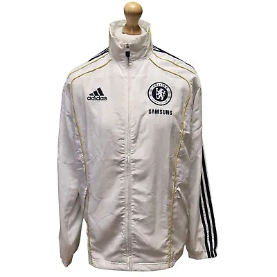 NN120 Men's Adidas White Chelsea FC Lightweight Sports Jacket UK M/L EU 50/54 • £24.99