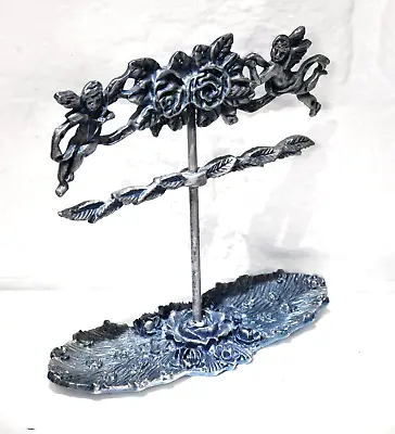 Ornate Metal Jewellery Tree Organiser Stand With Cherub Design; Earring Rings • £11.99