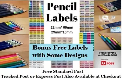 Personalised Custom Pencil Pen Name / School Label Stickers - Vinyl Tags 22x09mm • $4.49