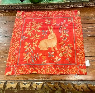 MEDIEVAL RABBIT FRENCH SOFT WOVEN TAPESTRY Look PILLOW COVER Case 22  X 22  NEW • $34.99